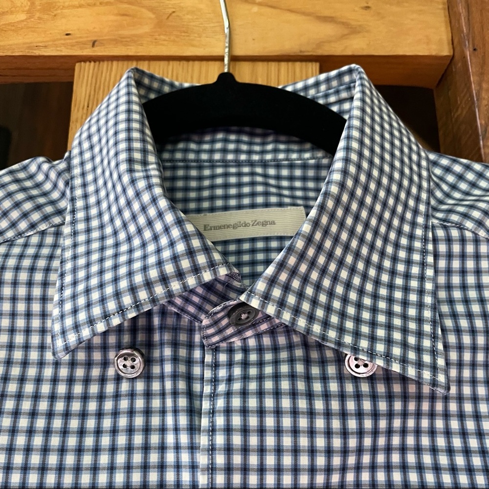 Ermenegildo Zegna Men’s dress shirt w/hidden collar buttons, size M